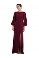 Best Stretch Crepe Open Back Long Bateau Neck Trumpet Formal Evening Dress
