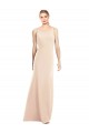 Best Stretch Crepe Open Back Long Bateau Neck Nude Trumpet Semi Formal Evening Dress
