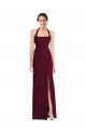 Best Stretch Crepe Open Back Long Halter Neck Trumpet Semi Formal Evening Gown