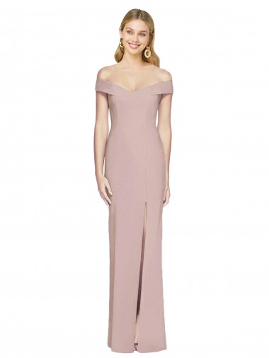Best Stretch Crepe Criss Cross Back Long Off the Shoulder Trumpet Semi Formal Evening Dress