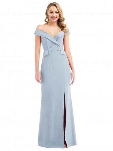 Best Stretch Crepe Long Off the Shoulder Trumpet Semi Formal Evening Dress