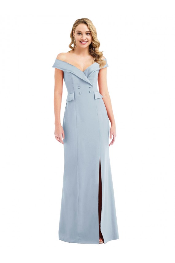 Best Stretch Crepe Long Off the Shoulder Trumpet Semi Formal Evening Dress