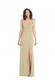 Best Stretch Crepe Low Back Long Square Neck Trumpet Formal Evening Dress