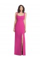 Best Stretch Crepe Low Back Long Square Neck Trumpet Semi Formal Evening Dress