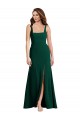 Best Stretch Crepe Long Square Neck Trumpet Semi Formal Evening Dress
