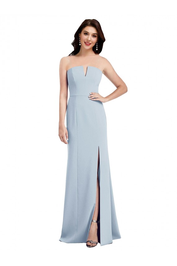 Best Stretch Crepe Low Back Long V-Neck Trumpet Evening Dress