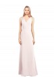 Best Stretch Crepe Keyhole Back Long V-Neck Pink Trumpet Semi Formal Evening Dress