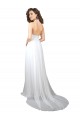 Best Soft Chiffon Low Back Sweep Train V-Neck A-Line Semi Formal Evening Dress